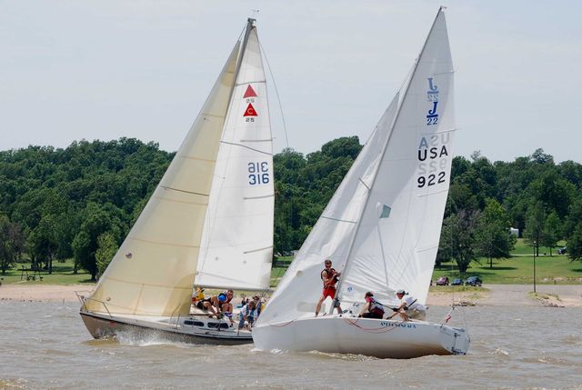 Ice Breaker Race, two boat close when tacking